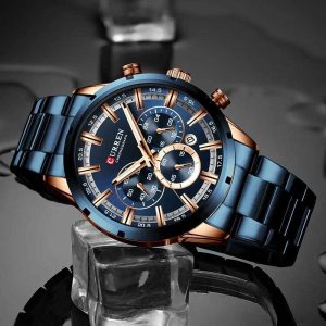 Dark Blue-Tone Stainless Steel Watch