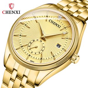 Gold-Tone Minimalist Watch With Gold Dial